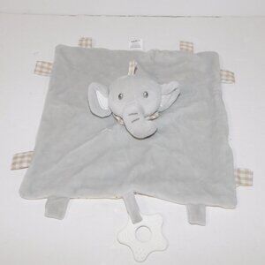 BIRBABY Gray Cream Brown Polka Dot Elephant Security Teething Blanket Star Tags
